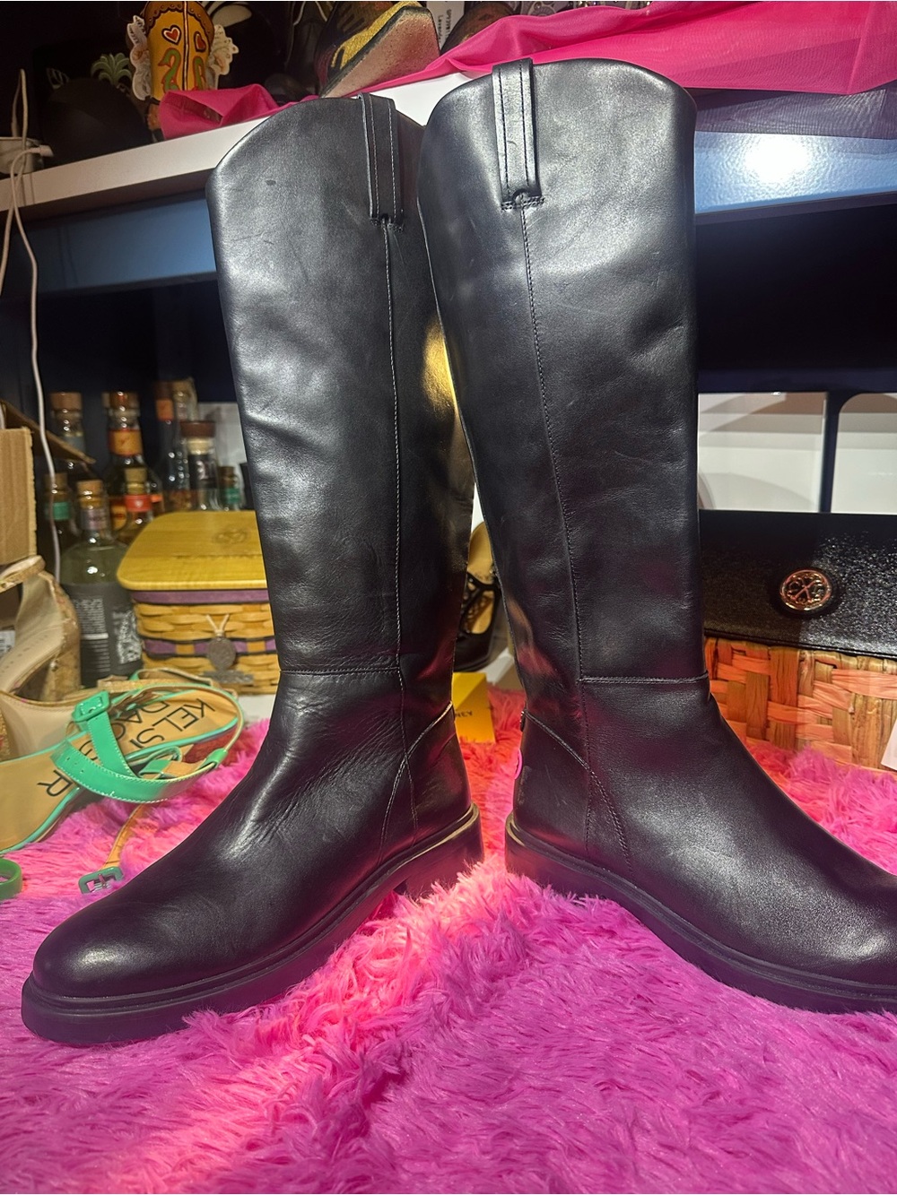 Sam Edelman Black Leather Knee-High Riding Boots